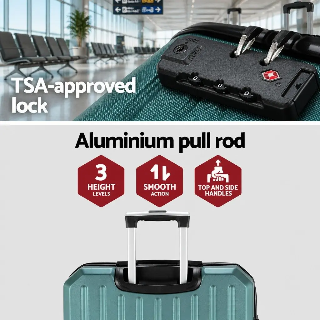Luggage Suitcase Green 28-inch Hard Shell Travel Case with Spinner Wheels and TSA Lock