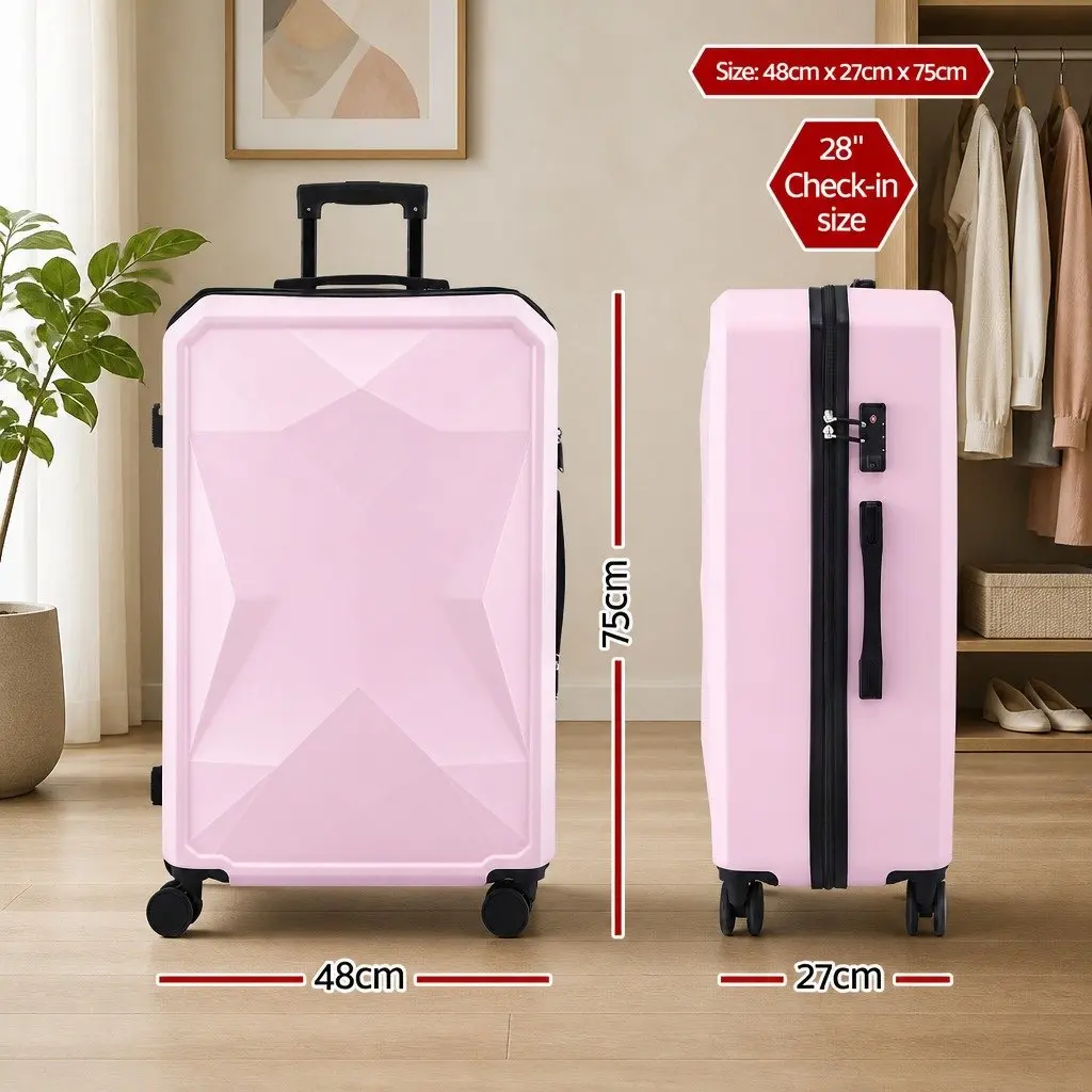 28 Inch Luggage Suitcase Pink Hardshell Lightweight Travel Case with TSA Lock