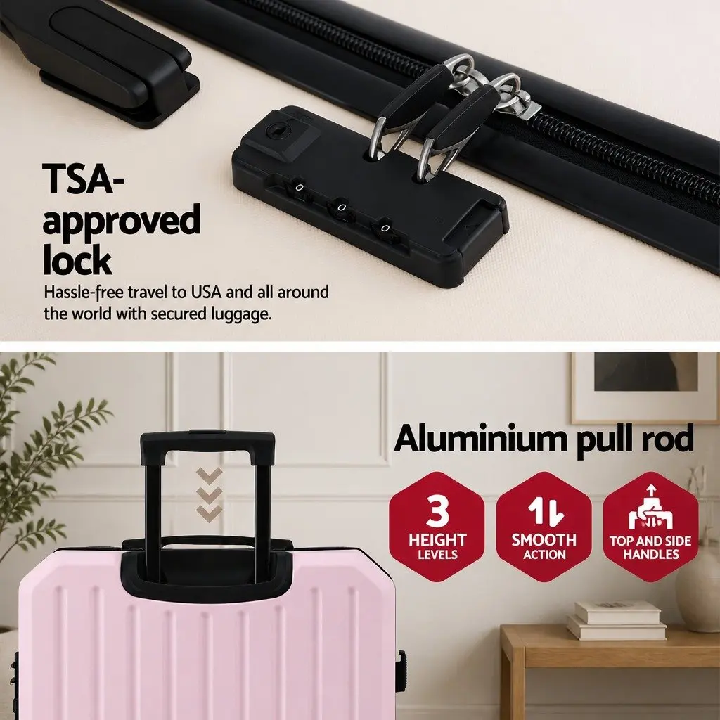 28 Inch Luggage Suitcase Pink Hardshell Lightweight Travel Case with TSA Lock