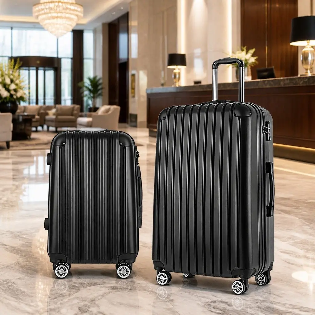 Hard Shell Luggage Set Dark Grey 20in 28in Lightweight Trolley System