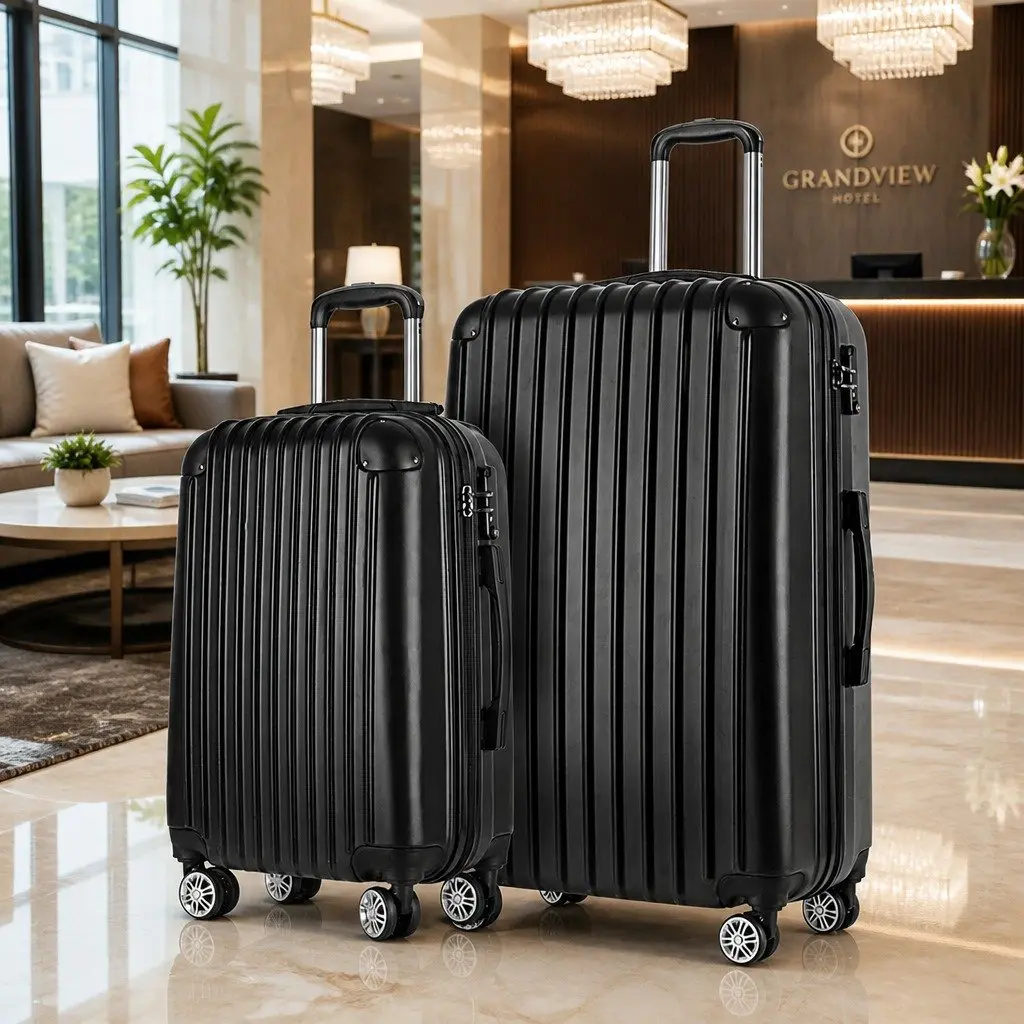 Hard Shell Luggage Set Dark Grey 20in 28in Lightweight Trolley System