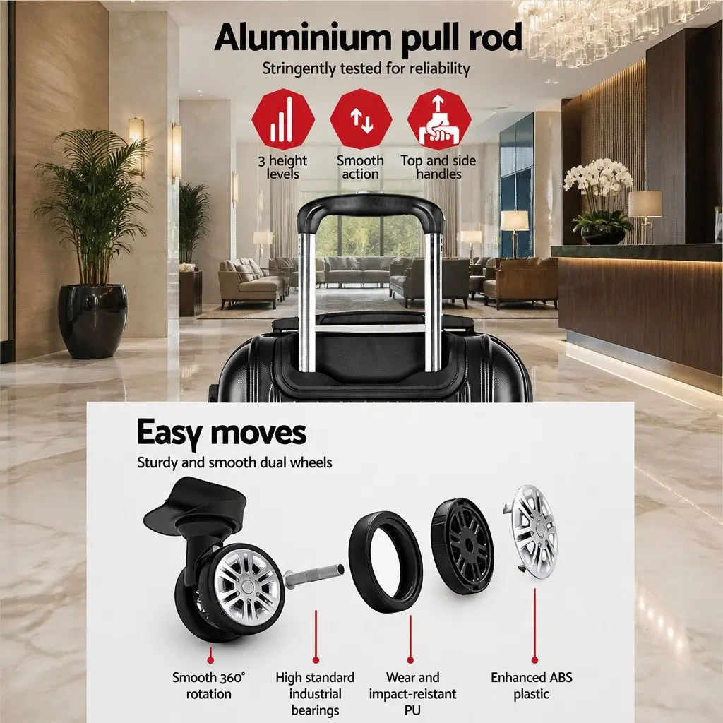 Hard Shell Luggage Set Dark Grey 20in 28in Lightweight Trolley System