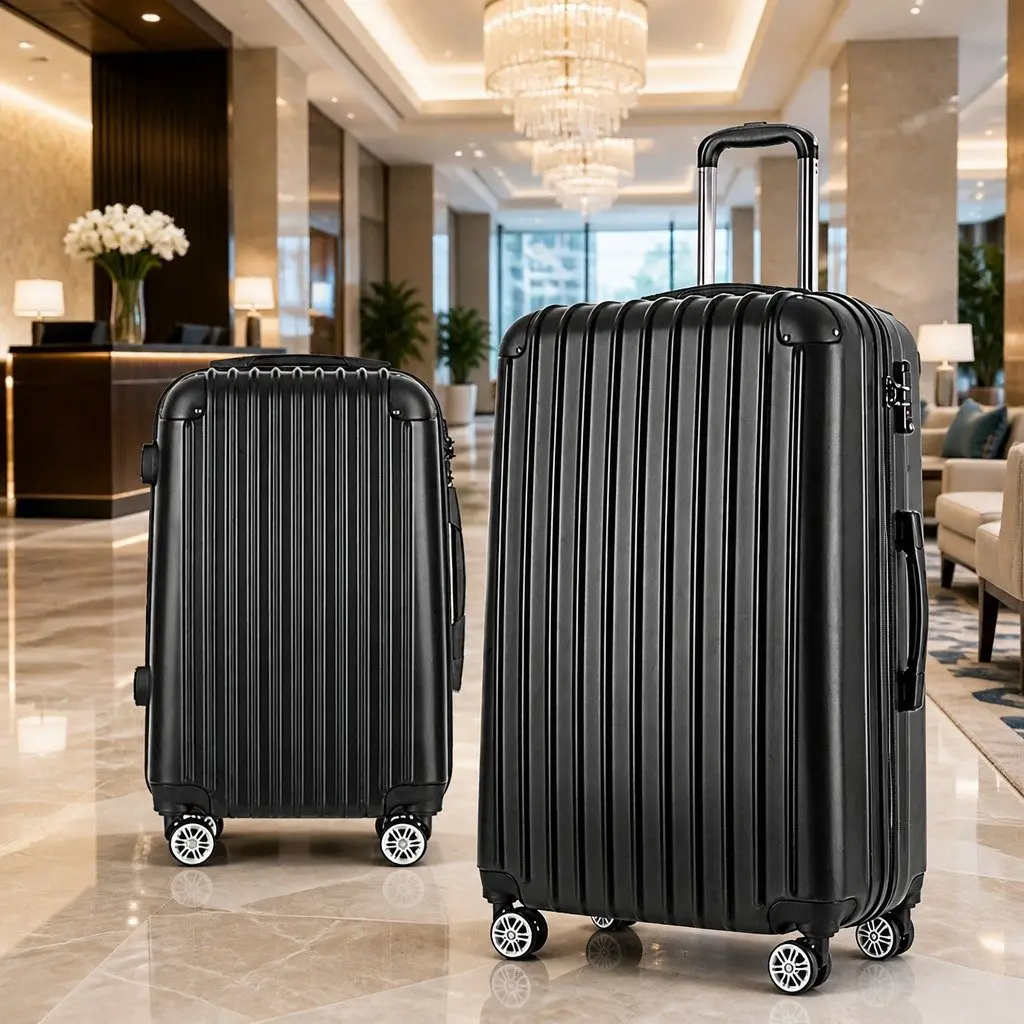 Hard Shell Luggage Set Dark Grey 20in 28in Lightweight Trolley System