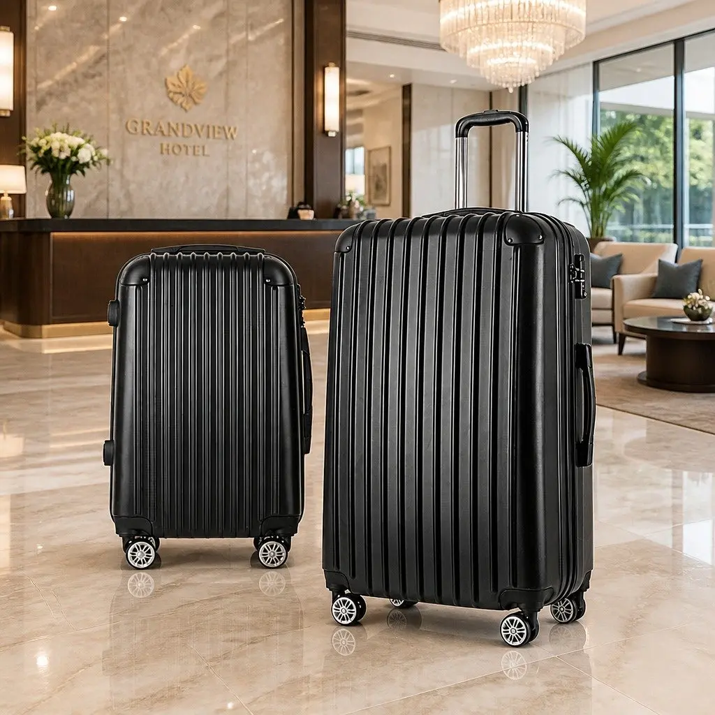 Hard Shell Luggage Set Dark Grey 20in 28in Lightweight Trolley System