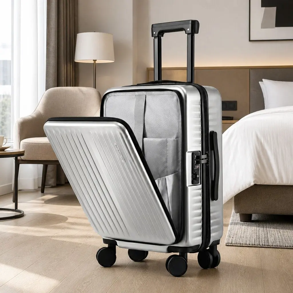 20" Carry-On Suitcase with Front Pocket and Wheels