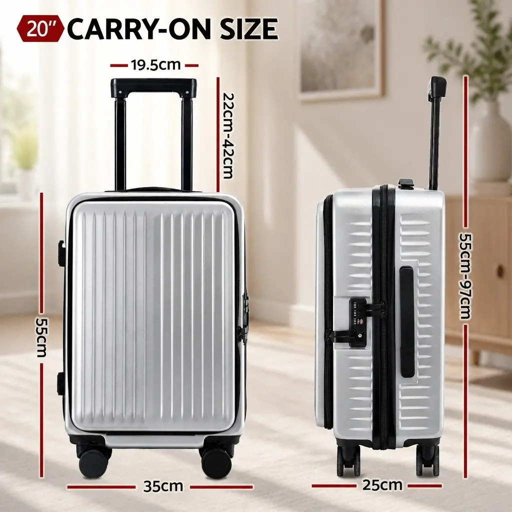 20" Carry-On Suitcase with Front Pocket and Wheels