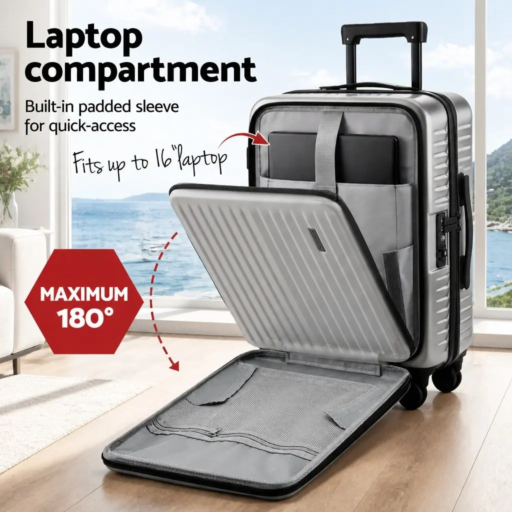 20" Carry-On Suitcase with Front Pocket and Wheels