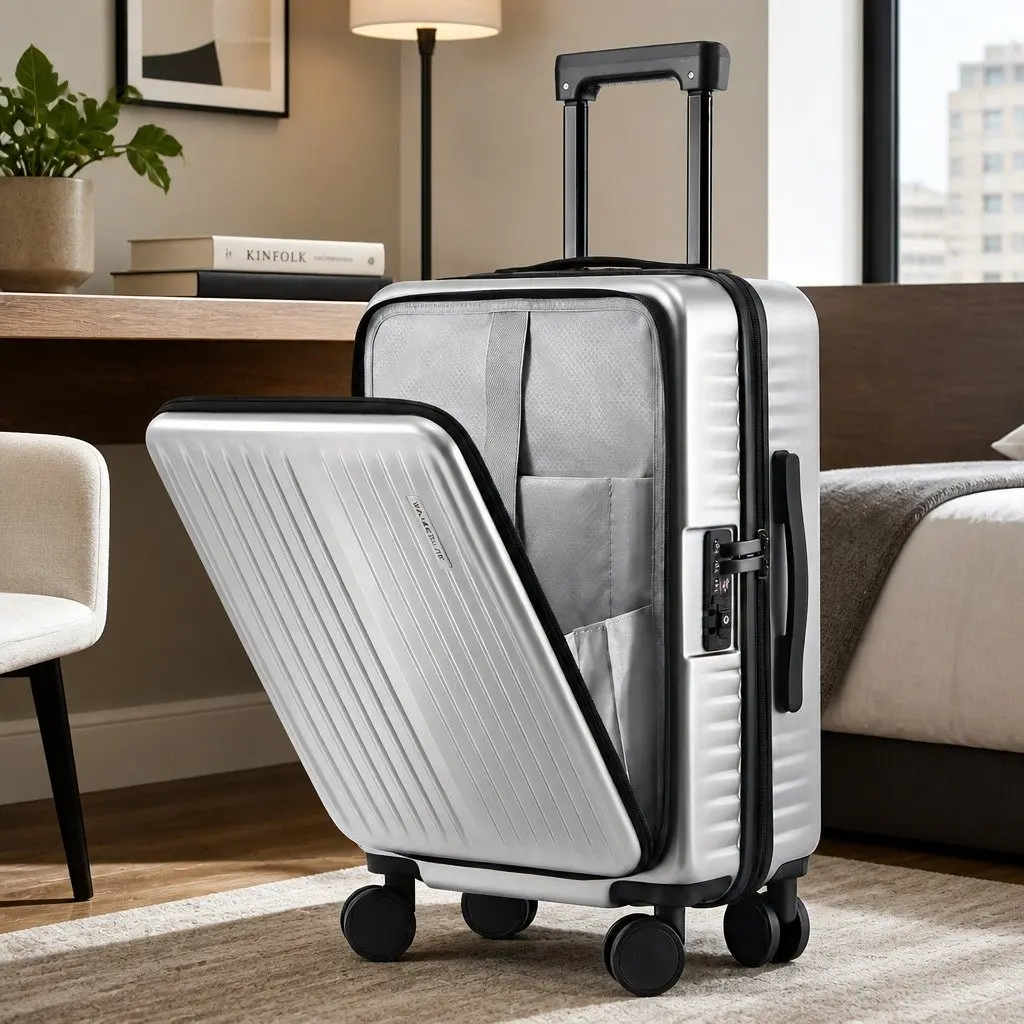 20" Carry-On Suitcase with Front Pocket and Wheels
