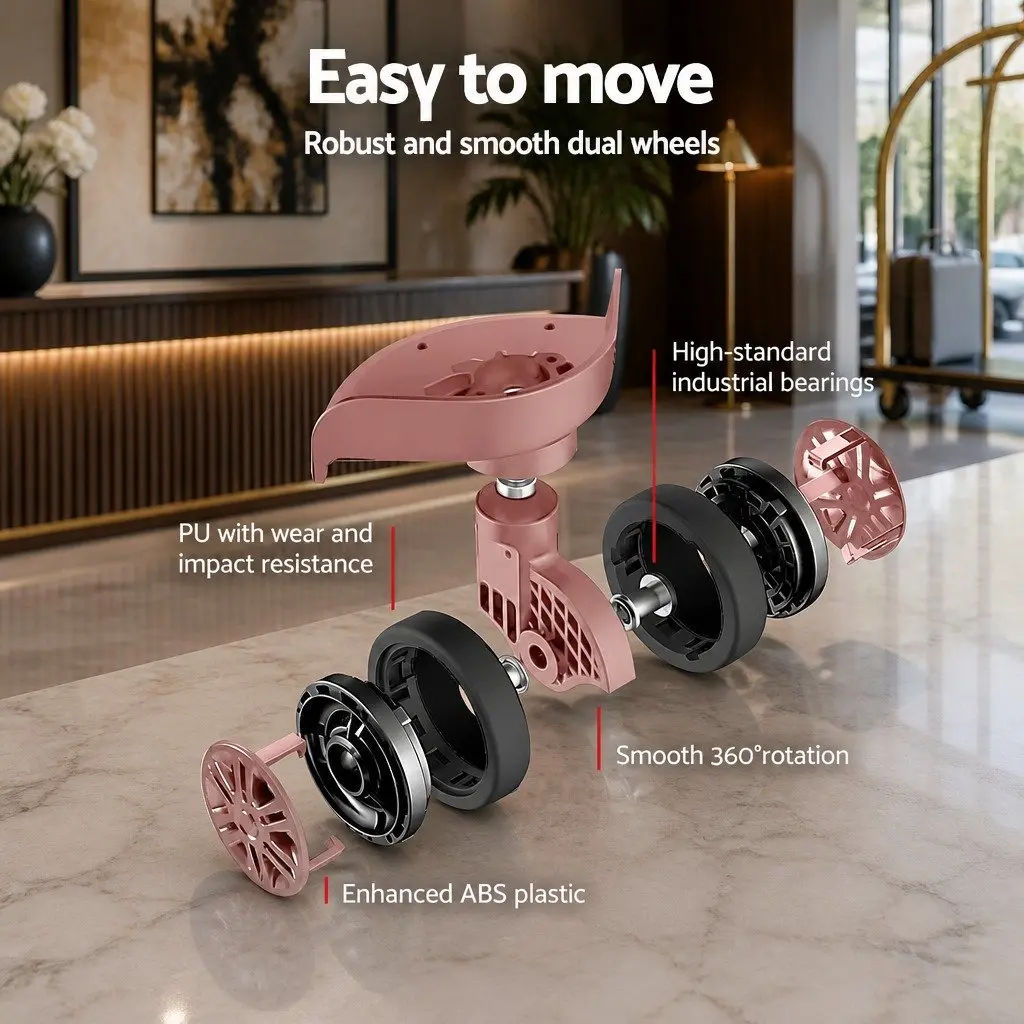 Luggage Set Pink 3 Piece 20 24 28 Inch Hard Shell Suitcase with Combination Lock
