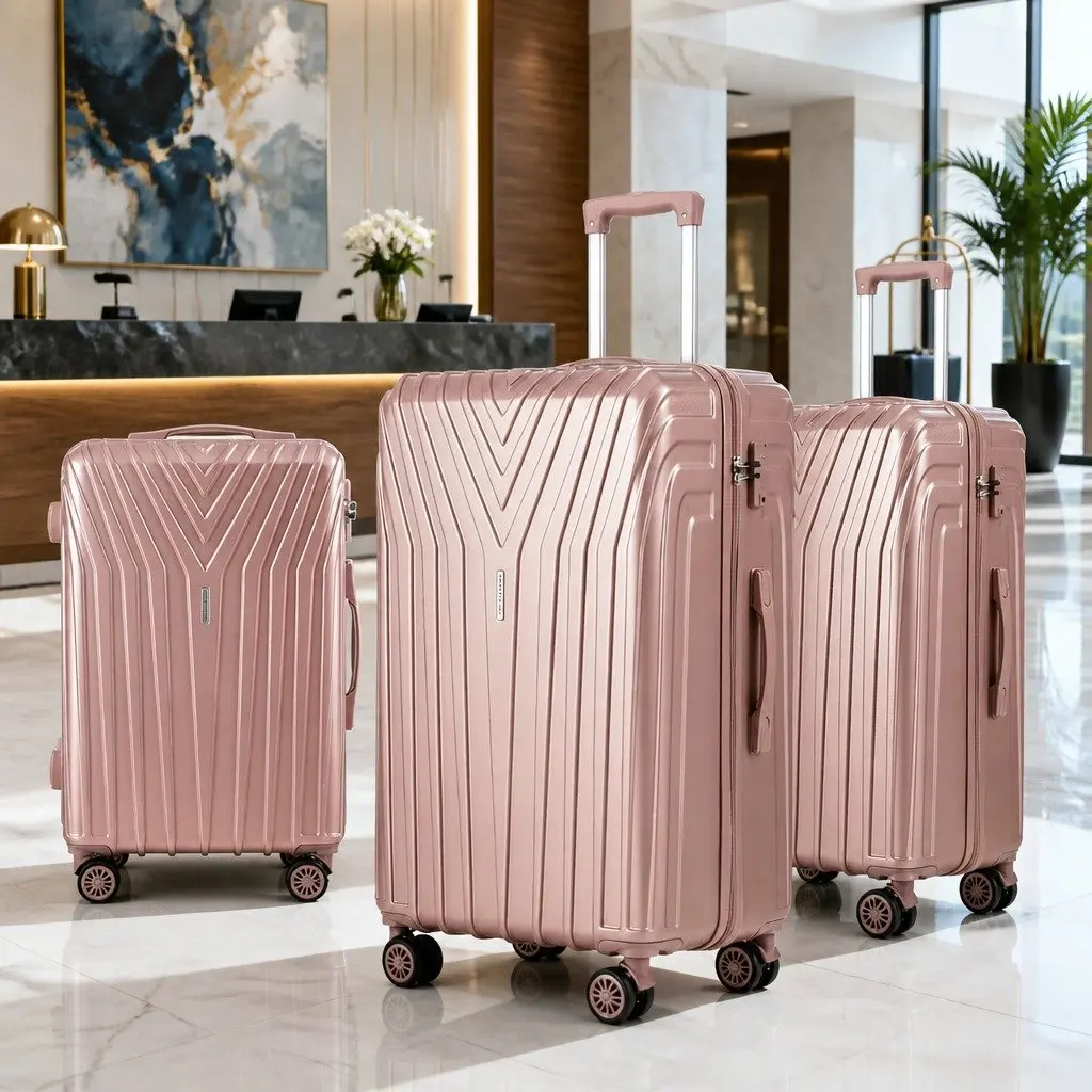 Luggage Set Pink 3 Piece 20 24 28 Inch Hard Shell Suitcase with Combination Lock