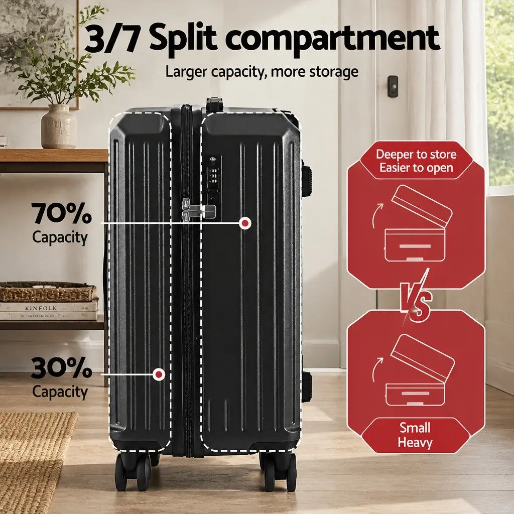 20 Inch Black Trunk Luggage Suitcase Carry On Travel Trolley Case with TSA Lock and Spinner Wheels