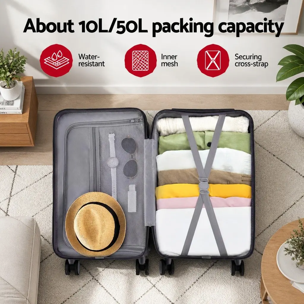 20 Inch Black Trunk Luggage Suitcase Carry On Travel Trolley Case with TSA Lock and Spinner Wheels