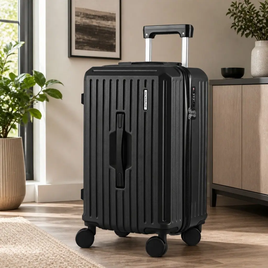 20 Inch Black Trunk Luggage Suitcase Carry On Travel Trolley Case with TSA Lock and Spinner Wheels