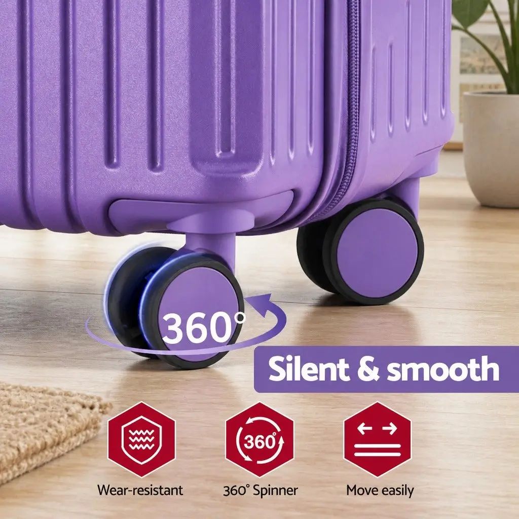 Trunk Luggage Suitcase Set 2pcs Travel Carry On Case 12" 20" Purple Lock