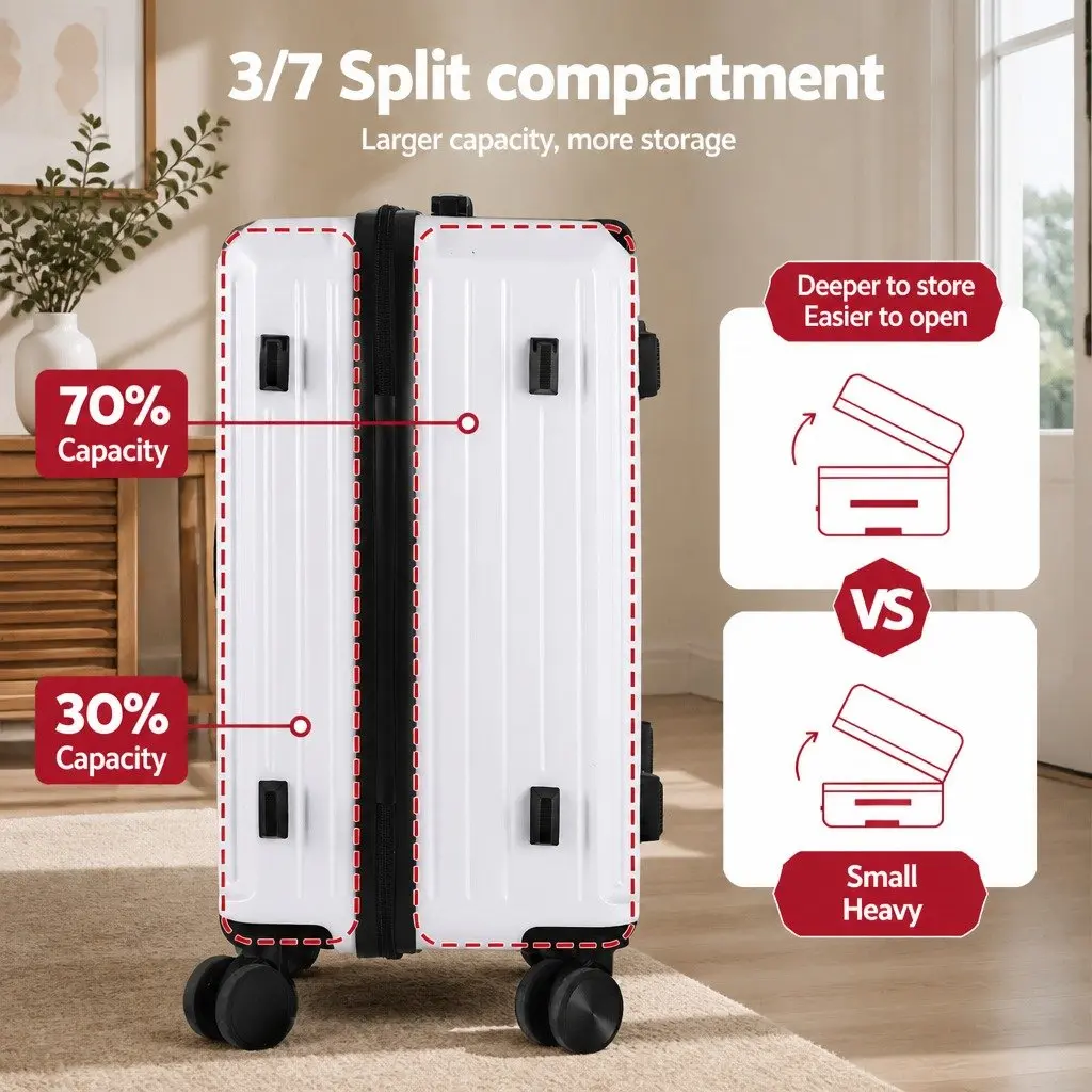 Suitcase Set White 2 Piece Hard Shell Luggage Travel Carry On with TSA Lock