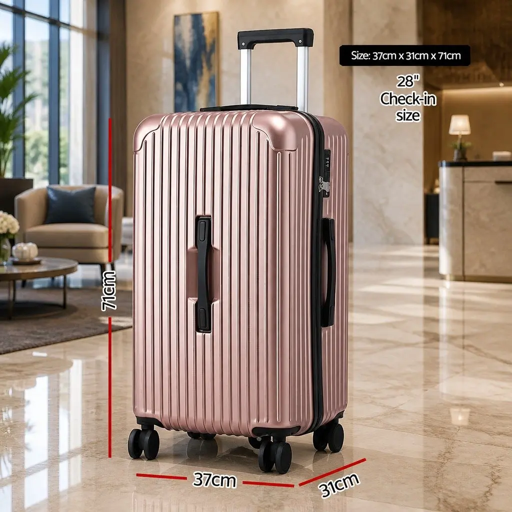 Trunk Luggage 28" Suitcase Travel Case 5 Wheels Type-C USB Port TSA Lock Rose
