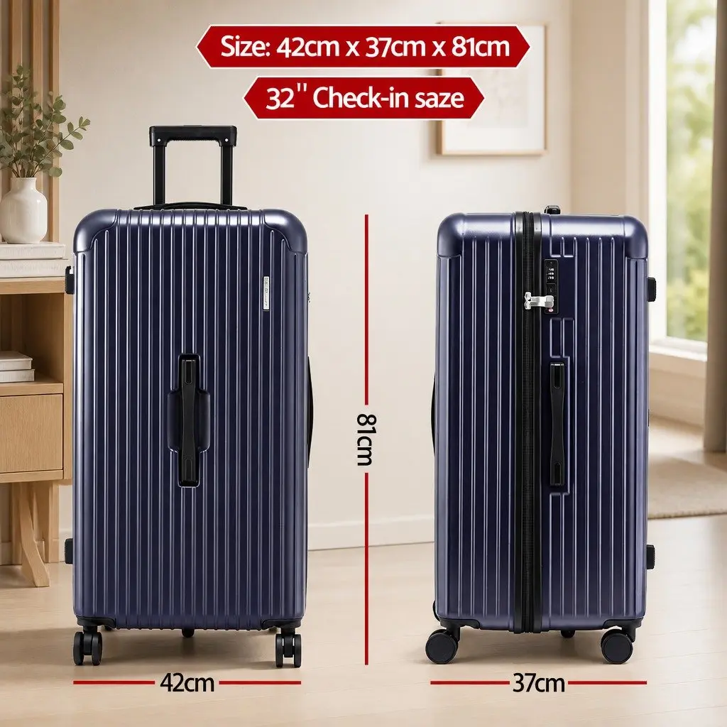 32" Trunk Luggage Suitcase Deep Indigo Travel Case with USB Type-C 5 Wheels
