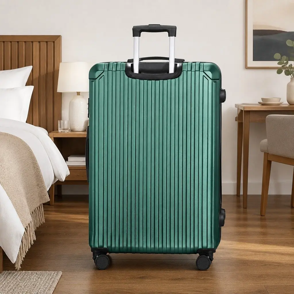 Hard Shell Luggage Suitcase Green 28 Inch TSA Carry On Travel Case with Spinner Wheels