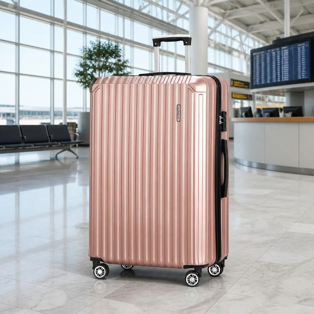 Travel with 28 Inch Rose Gold Spinner Luggage
