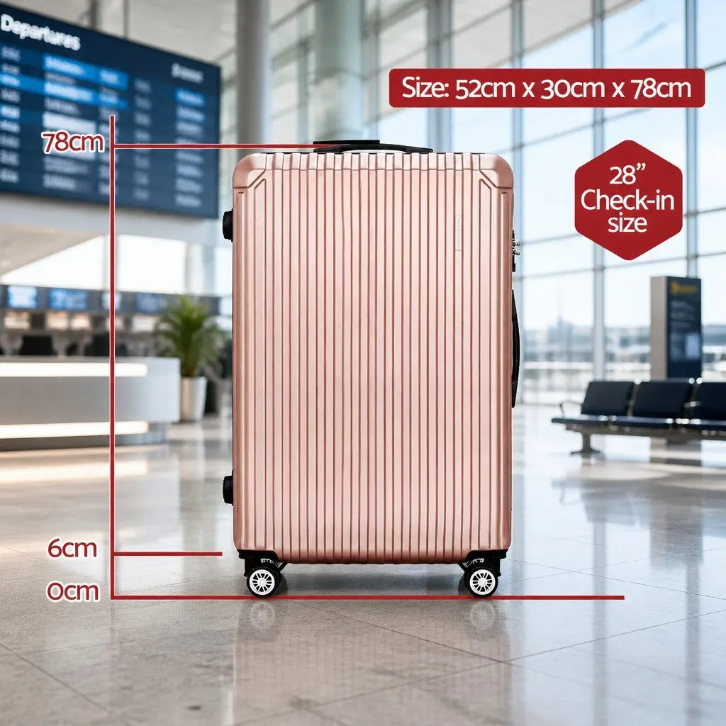 28-inch Luggage Suitcase Rose Gold Hard Shell with TSA Lock and Spinner Wheels