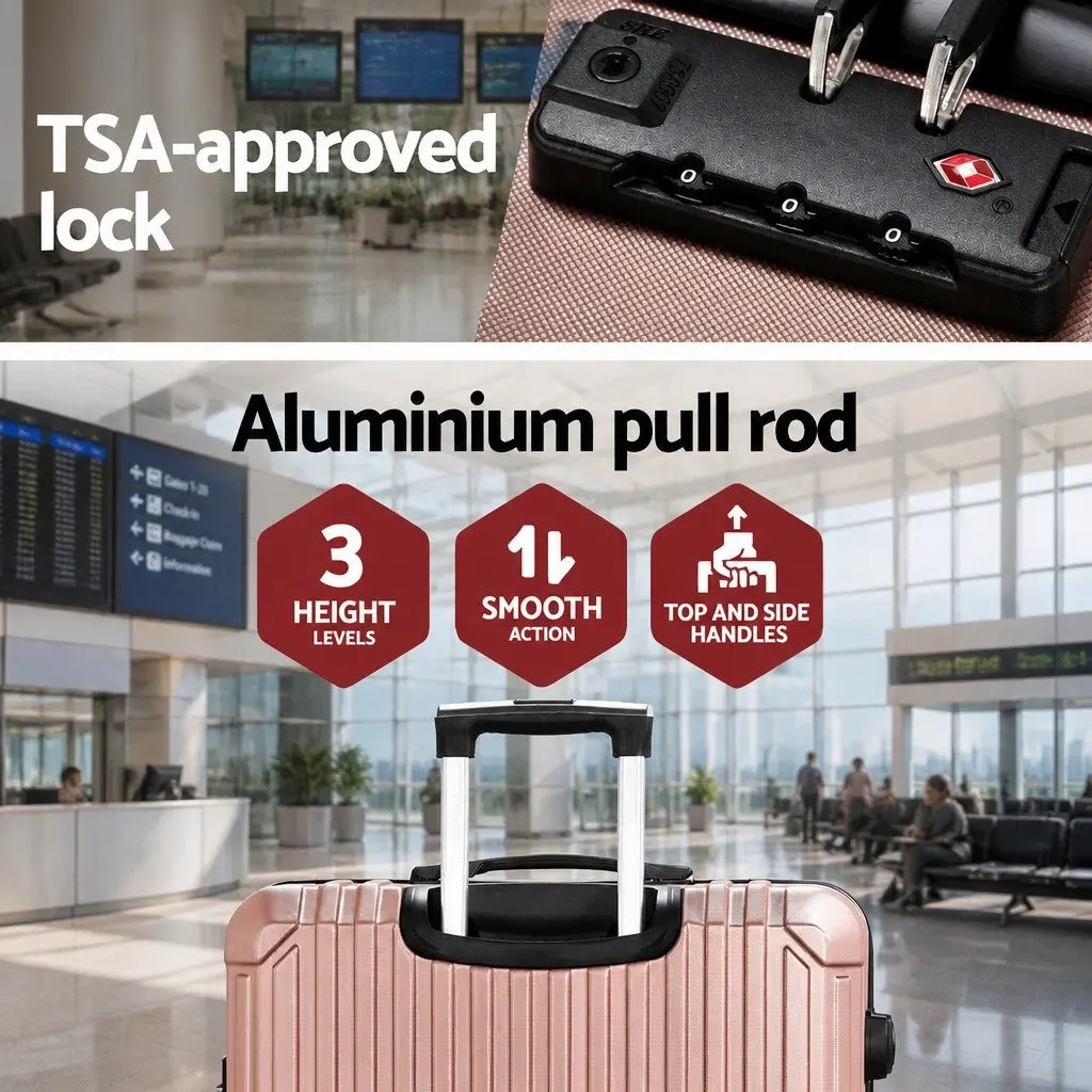 28-inch Luggage Suitcase Rose Gold Hard Shell with TSA Lock and Spinner Wheels