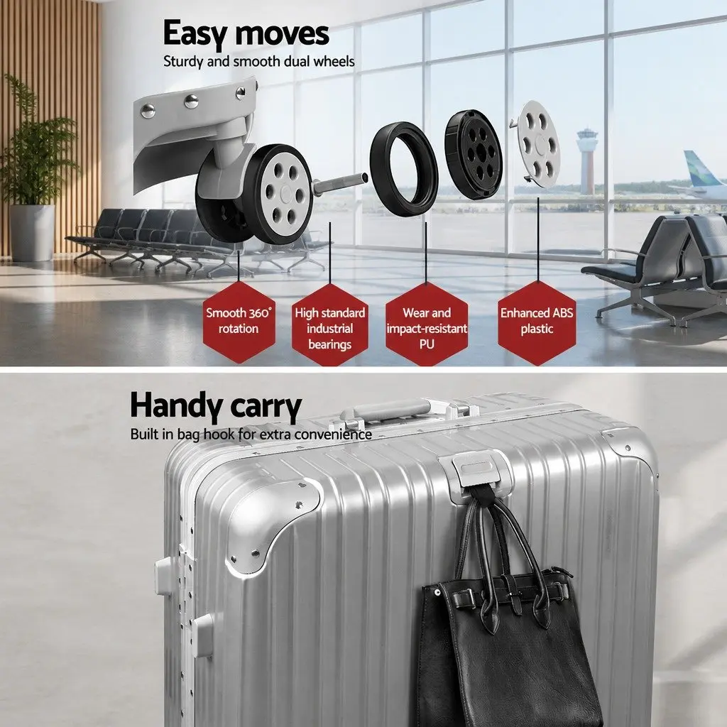 28 Inch Silver Luggage Suitcase