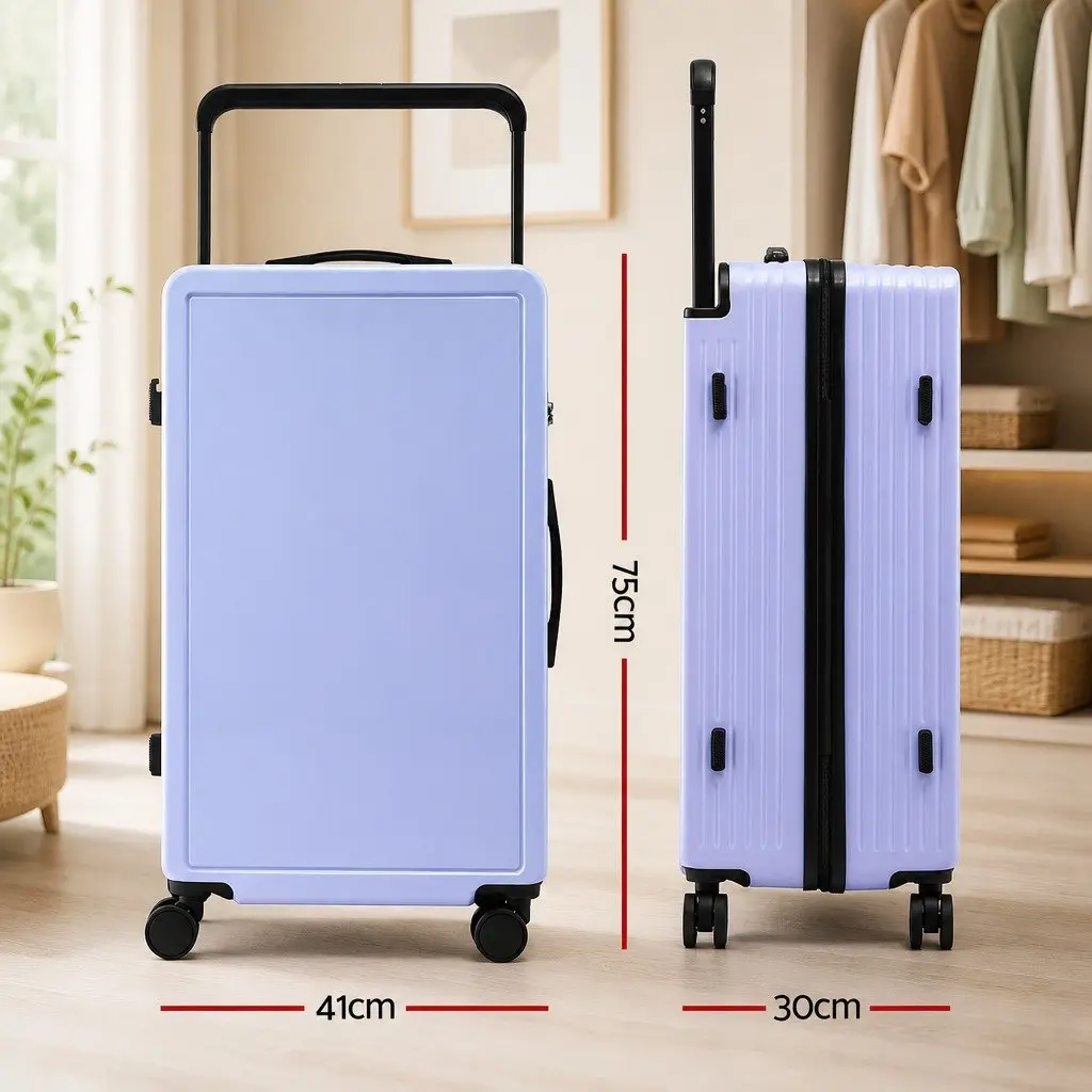 28" Suitcase Light Blue Wide Handle Luggage Travel Trolley Case