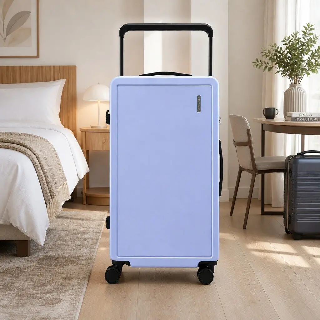 28" Suitcase Light Blue Wide Handle Luggage Travel Trolley Case