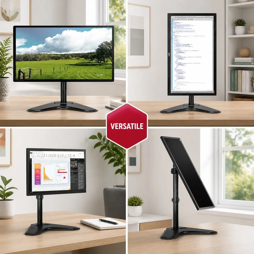 Monitor Arm Black Adjustable Heavy-Duty Steel VESA Single for 32 Inch Screen