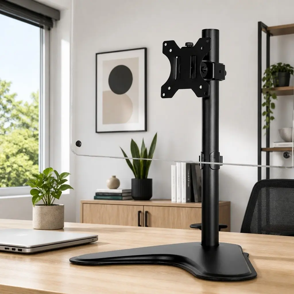 Monitor Arm Black Adjustable Heavy-Duty Steel VESA Single for 32 Inch Screen