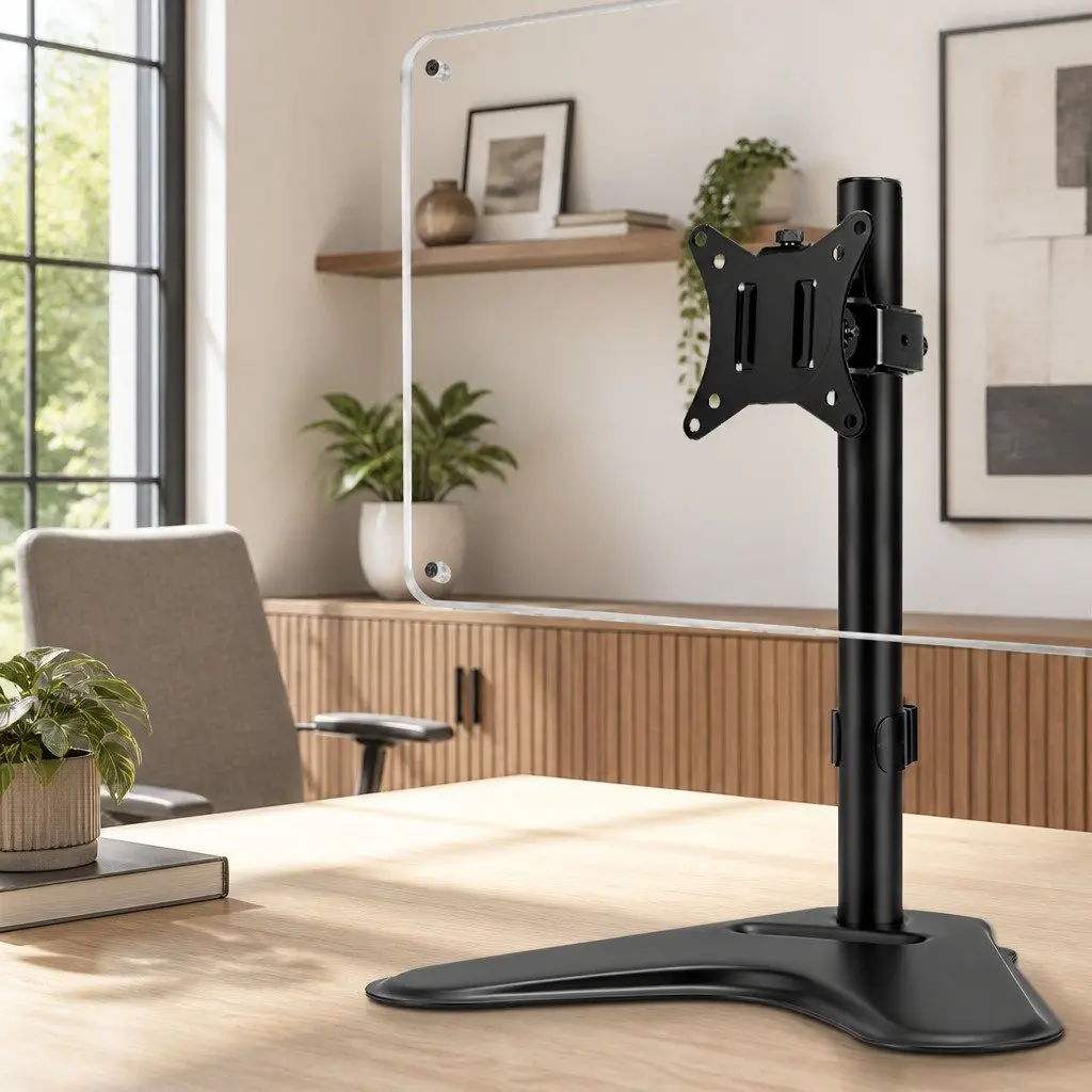 Monitor Arm Black Adjustable Heavy-Duty Steel VESA Single for 32 Inch Screen