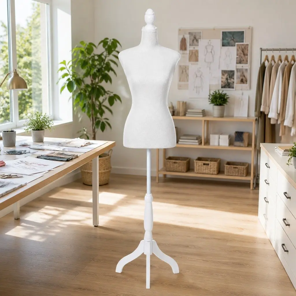Dressmaking Mannequin White 170cm Adjustable Height Pinnable Canvas Torso