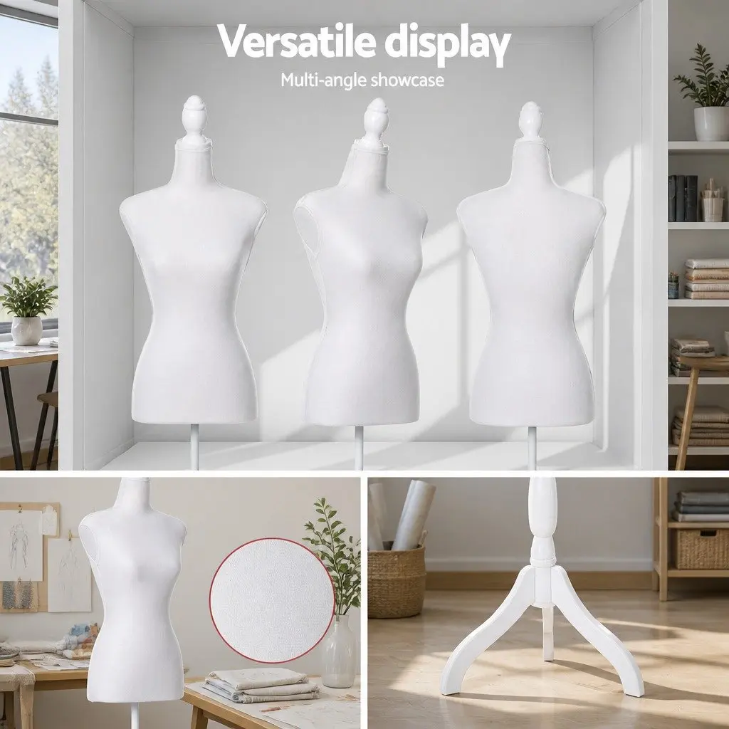 Dressmaking Mannequin White 170cm Adjustable Height Pinnable Canvas Torso