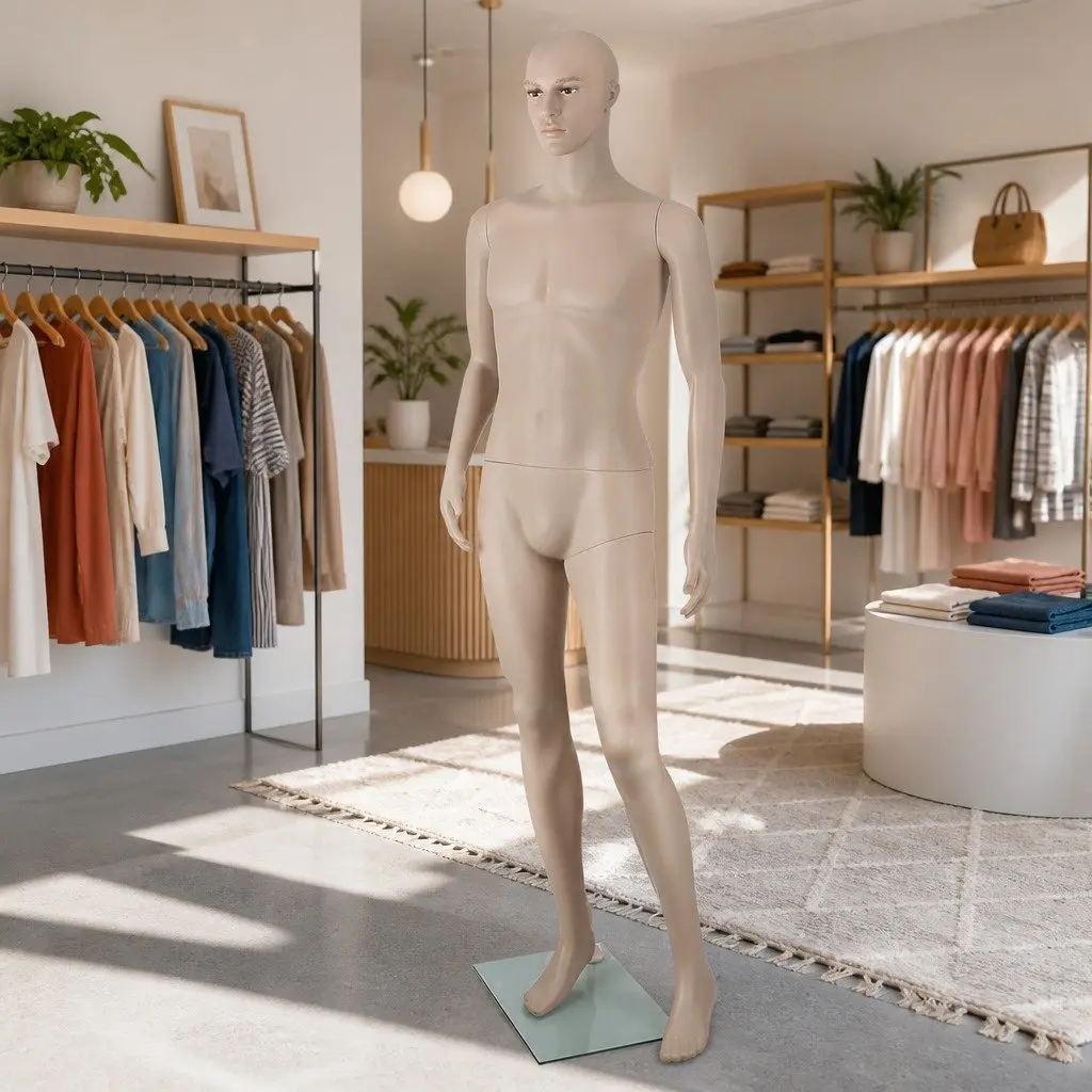 Full Body Male Mannequin Skin Colour 186cm Adjustable Arms Head Retail Display