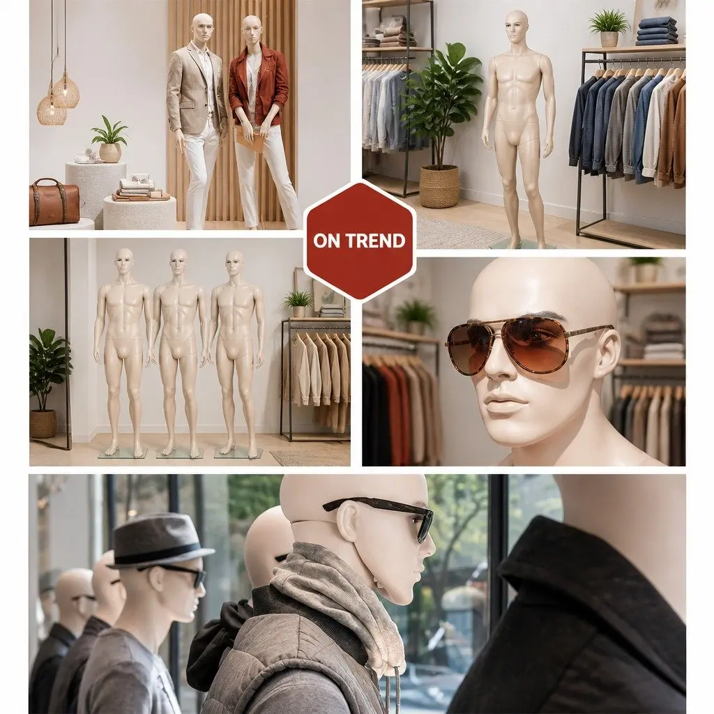 Full Body Male Mannequin Skin Colour 186cm Adjustable Arms Head Retail Display