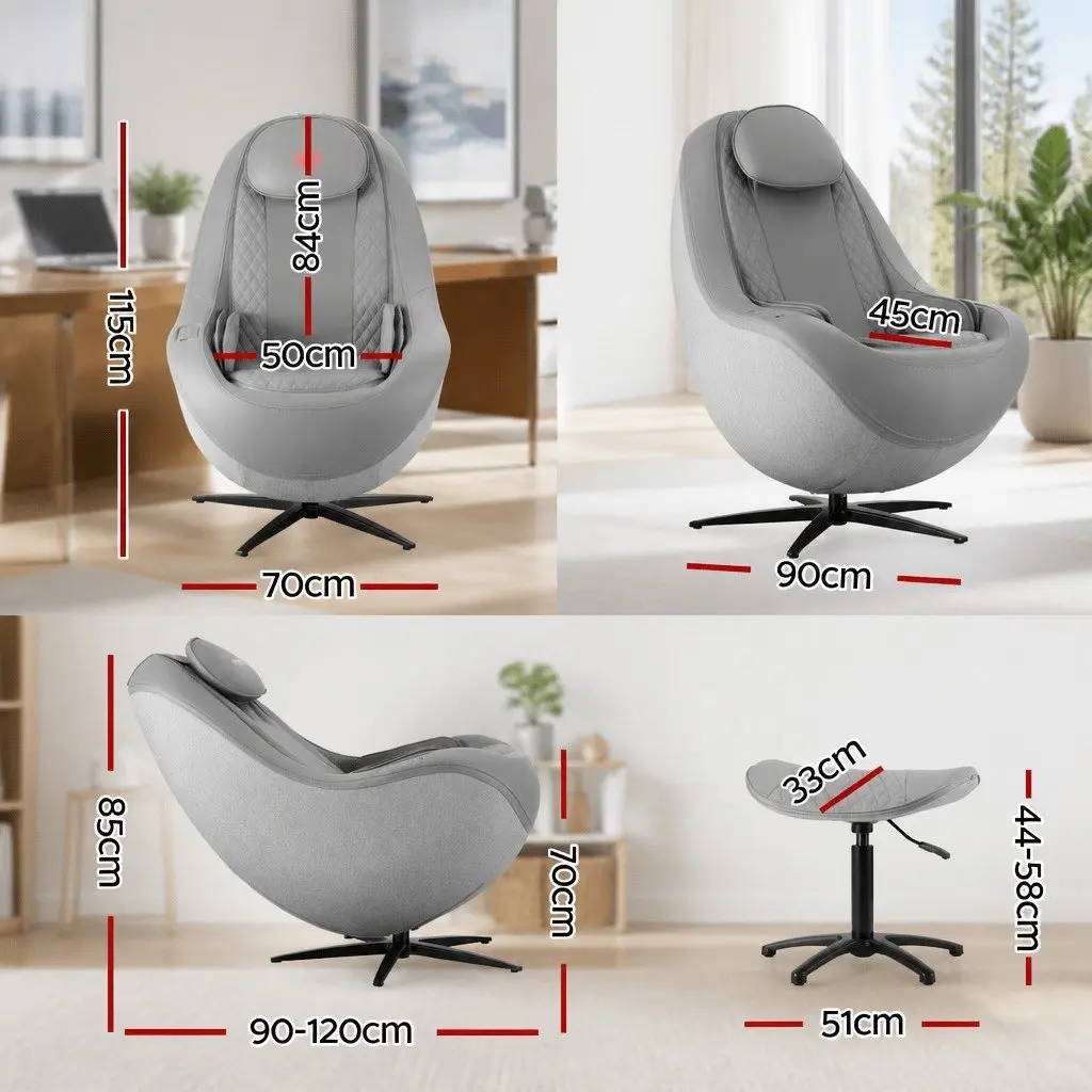 Massage Chair Grey 3D Roller Automatic Zero Gravity Recline Home Spa Therapeutic