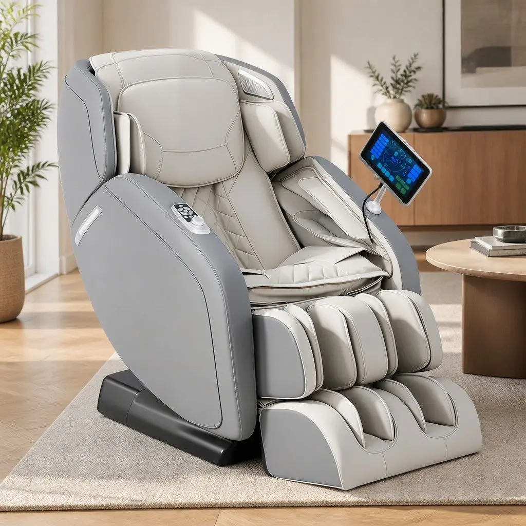 4D Massage Chair Grey Full Body SL-Track Zero Gravity AI Body Scan Electric