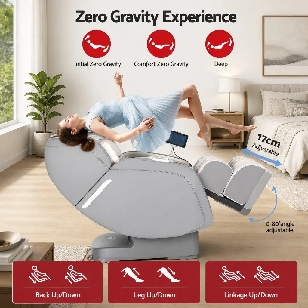 4D Massage Chair Grey Full Body SL-Track Zero Gravity AI Body Scan Electric