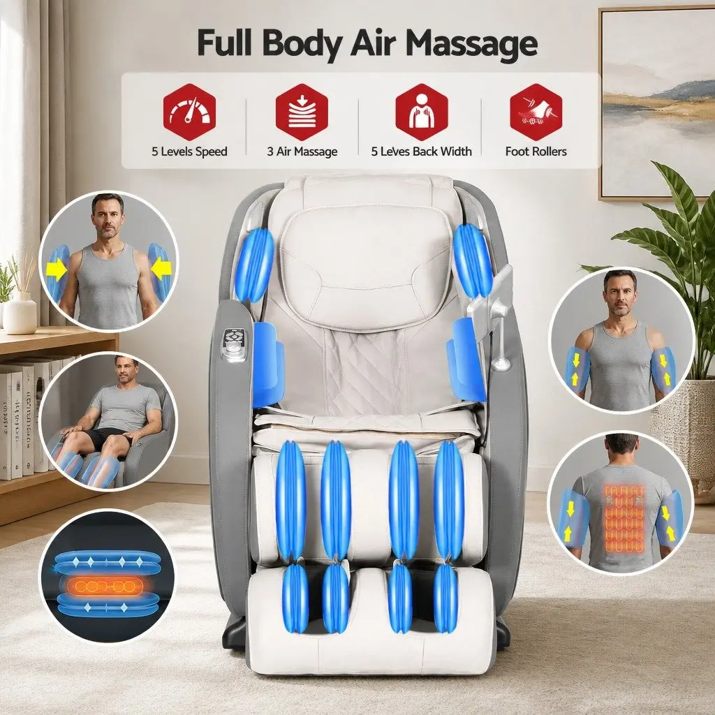 4D Massage Chair Grey Full Body SL-Track Zero Gravity AI Body Scan Electric