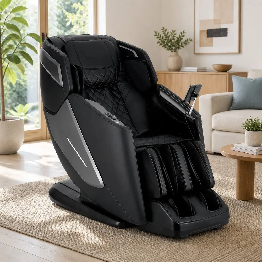 Massage Chair Black Full Body 4D Zero Gravity Heated Airbag SL Track