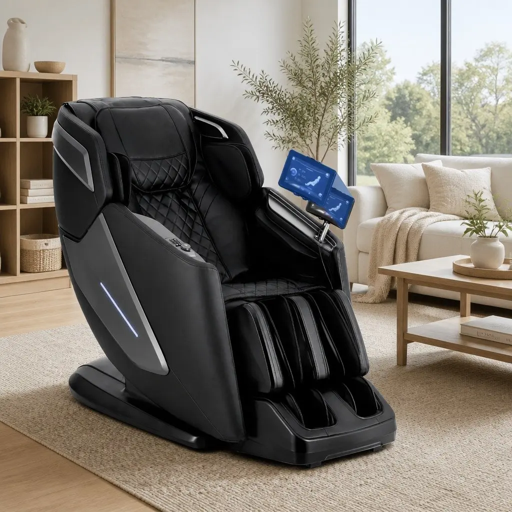 Massage Chair Black Full Body 4D Zero Gravity Heated Airbag SL Track