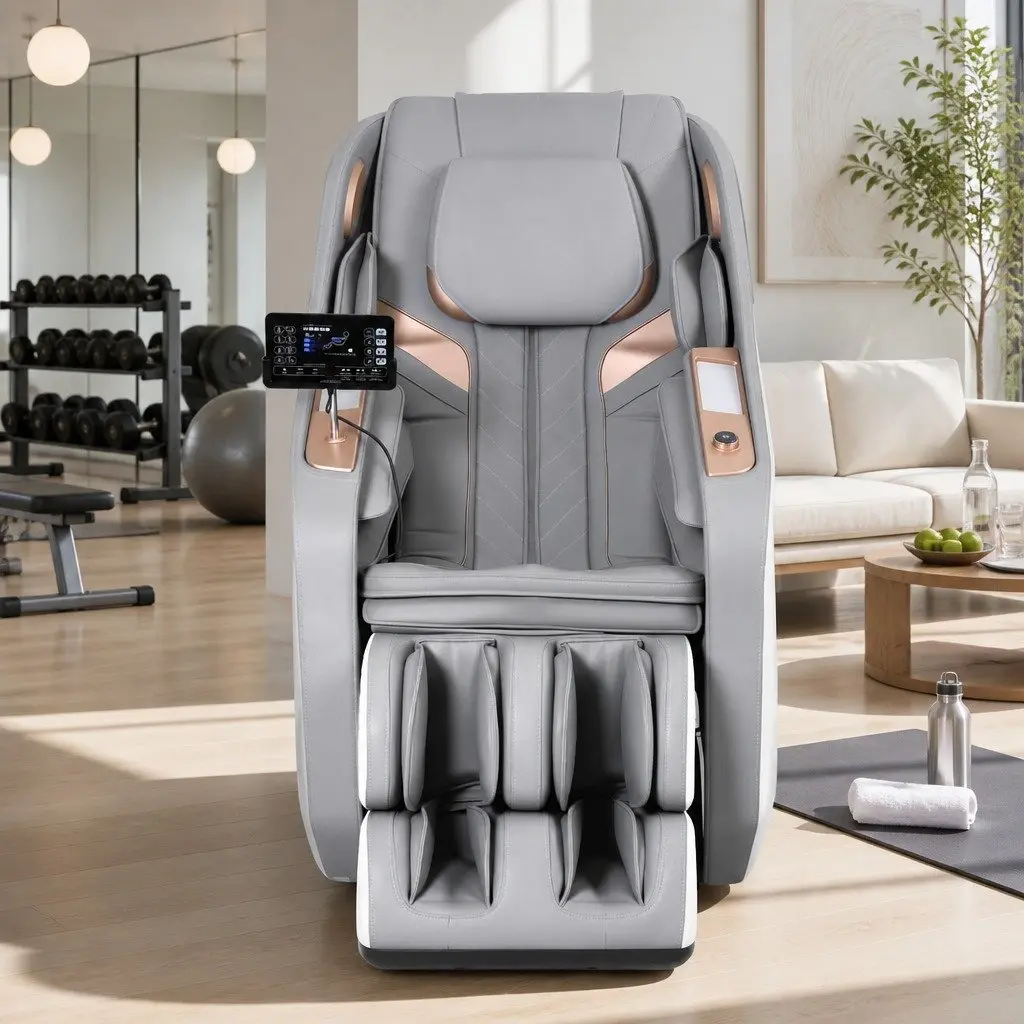 Electric Massage Chair White Full Body Airbag Heat Therapy Bluetooth Speaker