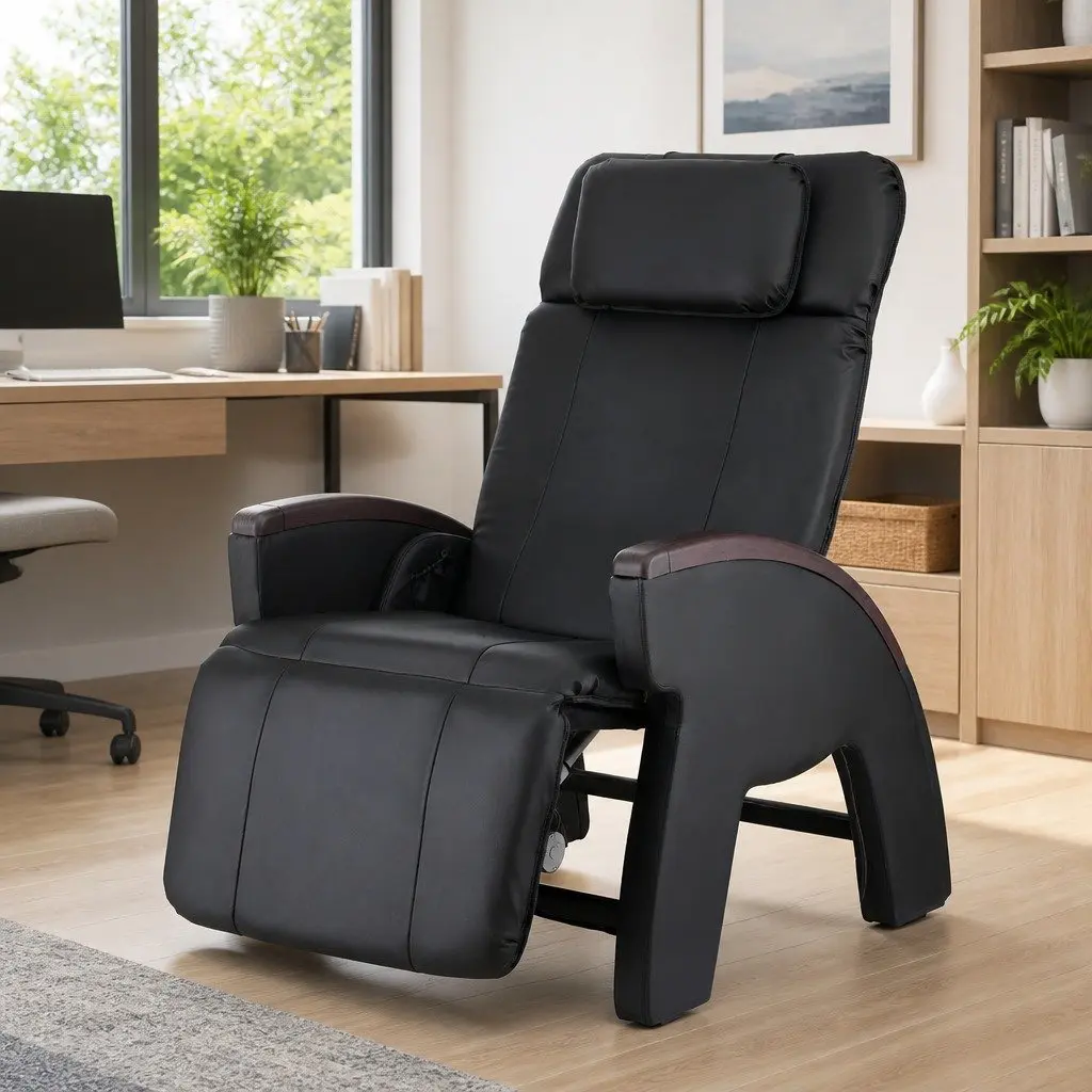 Electric Massage Chair Black Zero Gravity 12 Motors Adjustable Speed Heating Footrest