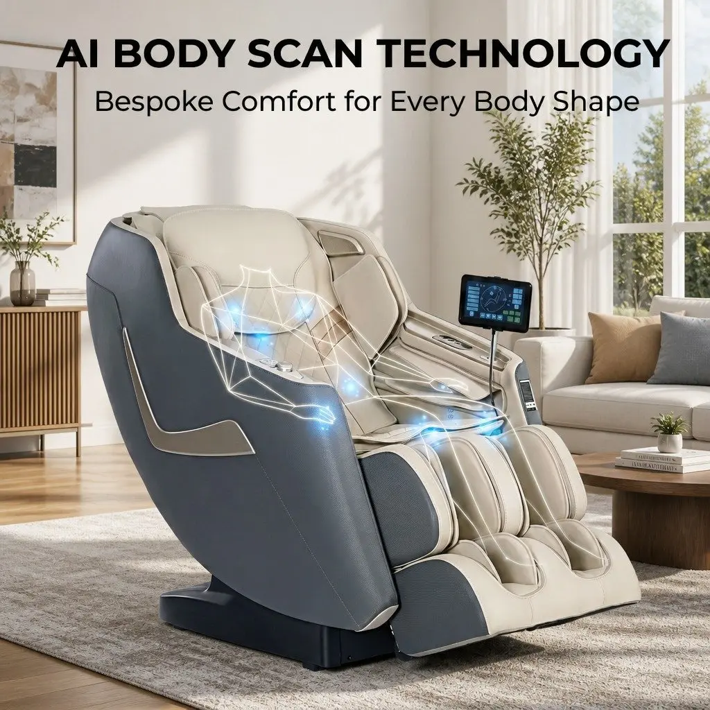 Massage Chair Grey 3D Full Body Electric Recliner with Zero Gravity and Bluetooth Speakers