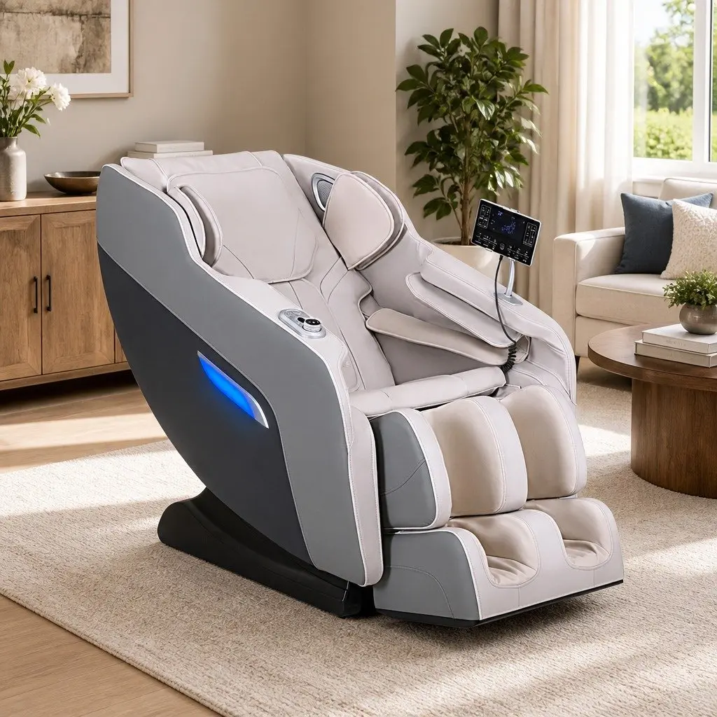 Electric Massage Chair Grey Full Body Zero Gravity Automatic Recline