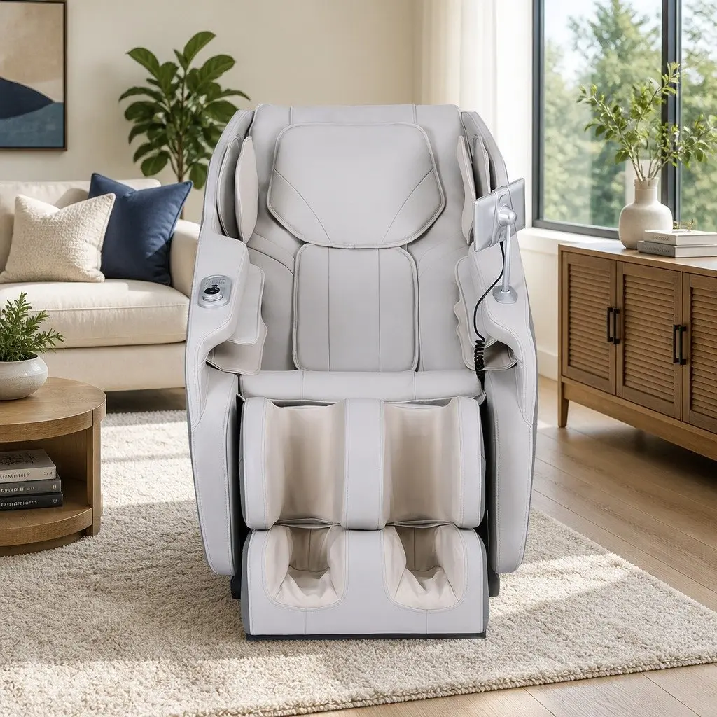 Electric Massage Chair Grey Full Body Zero Gravity Automatic Recline
