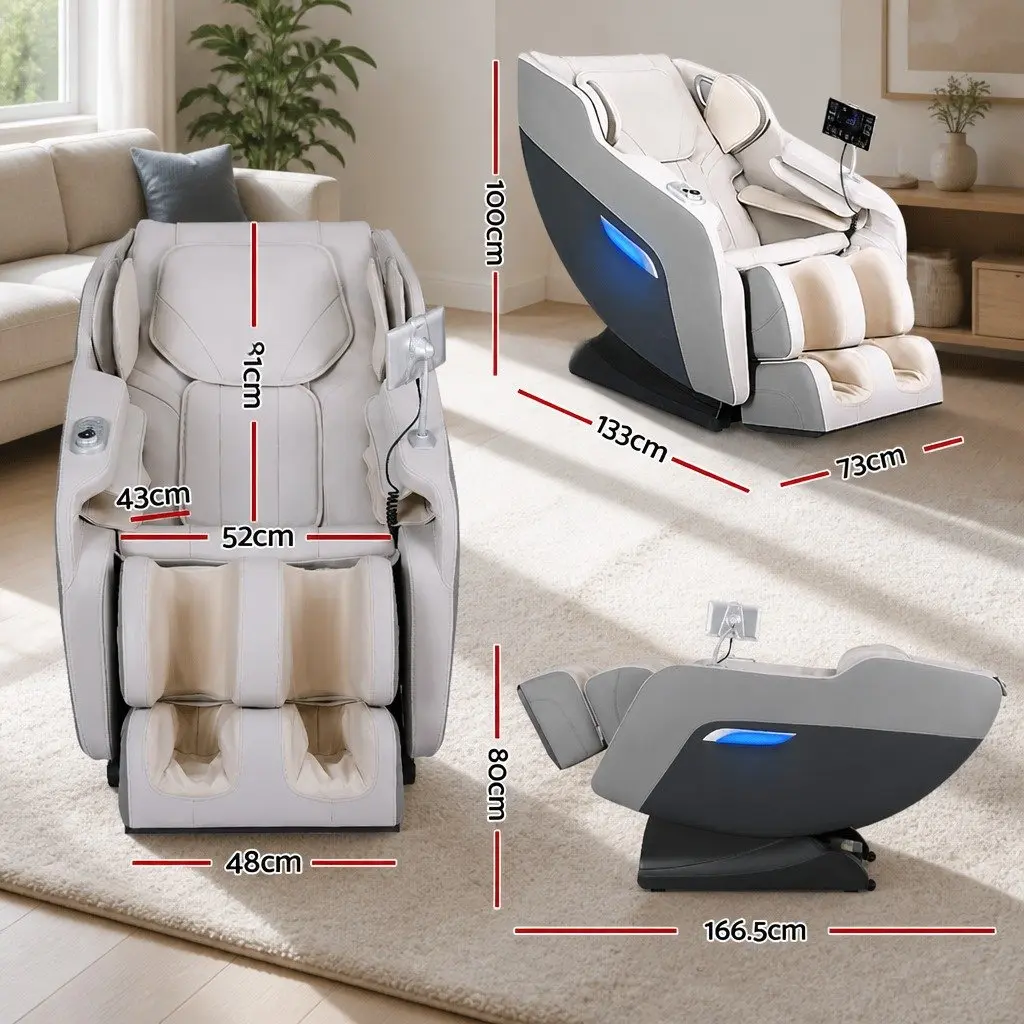 Electric Massage Chair Grey Full Body Zero Gravity Automatic Recline