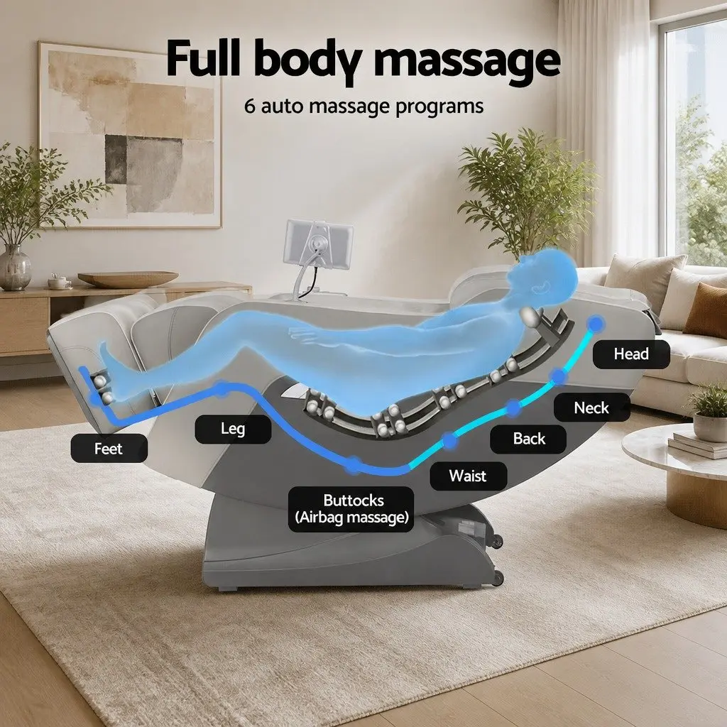 Electric Massage Chair Grey Full Body Zero Gravity Automatic Recline
