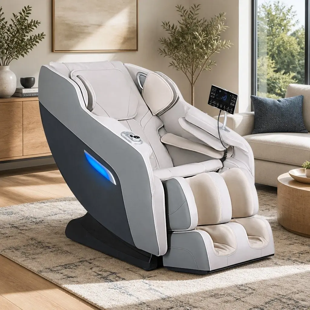 Electric Massage Chair Grey Full Body Zero Gravity Automatic Recline
