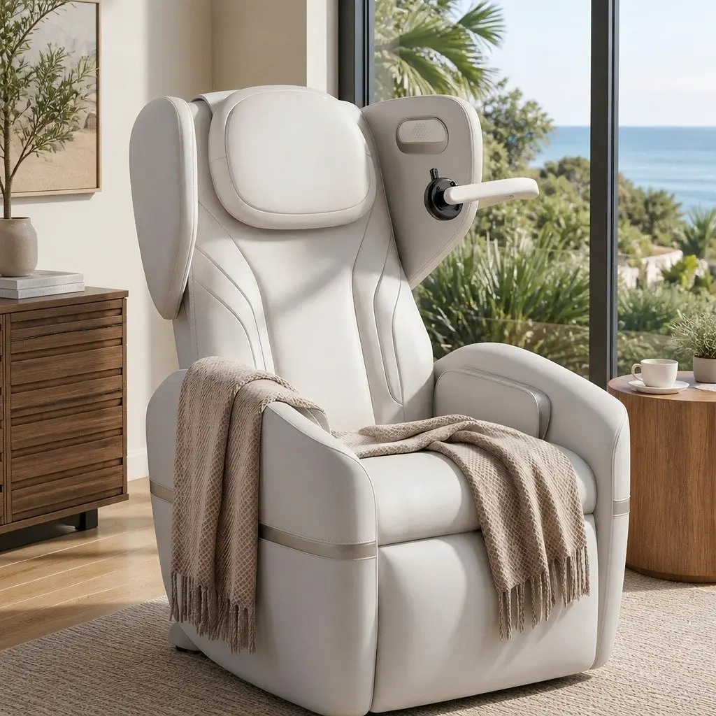 Massage Chair Beige Electric Vibration Recliner Zero Gravity Home Relaxation
